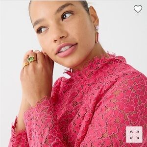 J. Crew Scalloped Mockneck lace blouse